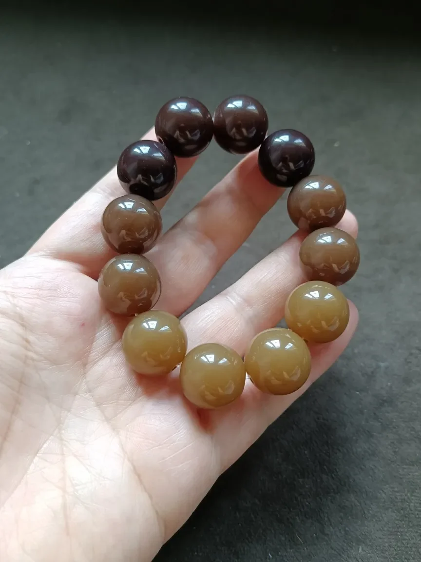 Agate gradient sugar color outside Montana material men's natural bracelet men's bracelet men rope beads size 18MM