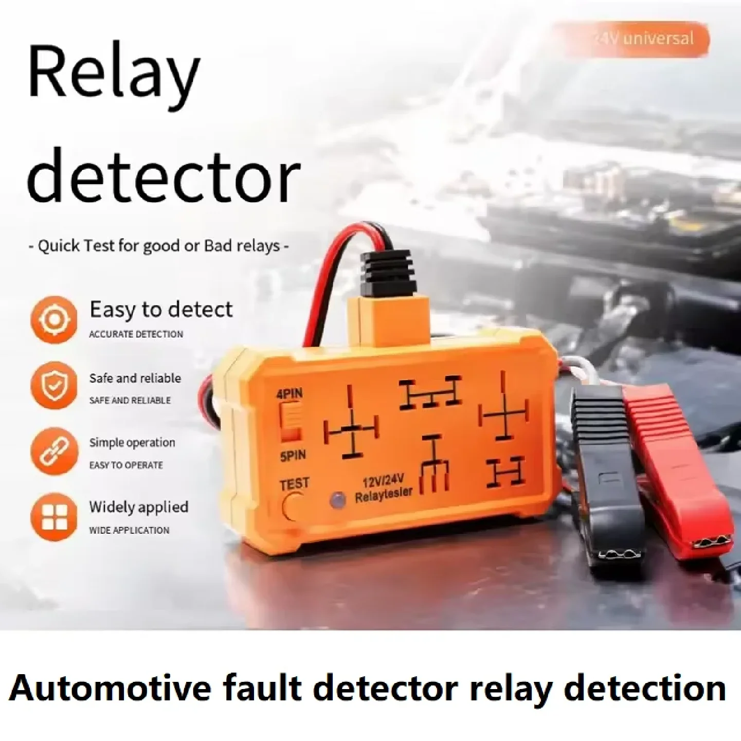 New 12V 24V Car Relay Tester Battery Test Relay Switch Test 4-pin and 5-pin Relay Tester Battery and Switch Testing Tool