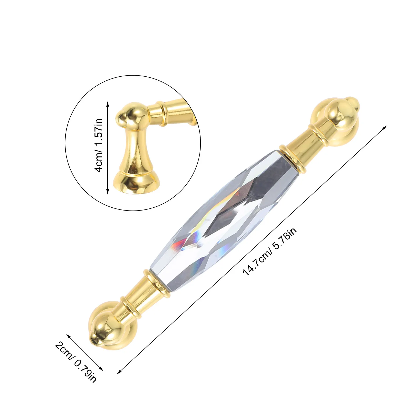 2Pcs Long Crystal Glass Cabinet Handles Elegant Light-Reflecting Dresser Knobs for Kitchen Bathroom Furniture Upgrade Decor