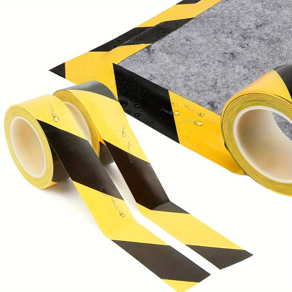 Yellow Black Warning Tape Marking Safety PVC Strong Adhesive Grip Tape For Factory Warehouse Stairs Warning Stickers