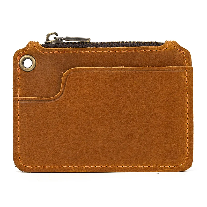 Fashion Style Little Coin Purse Genuine Leather Card Holder Men Women Leather Short Wallet Zipper Purse for Coins Credit Cards