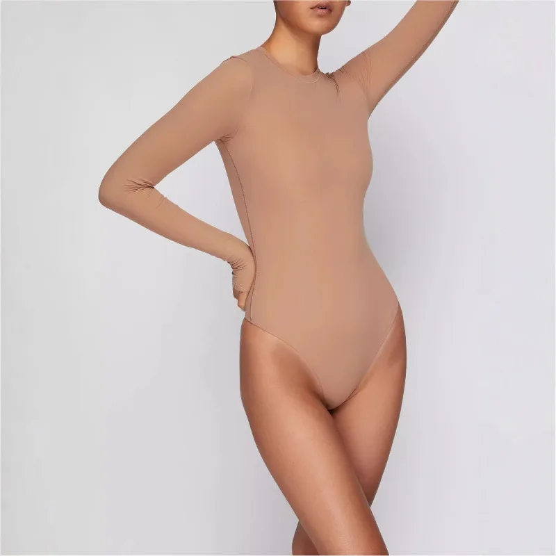 Kardaian Jennie Long Sve Onesie Cotton Base Layer irt Women's Inner Wear Slimming Top Bamboo Fiber Winter Collection