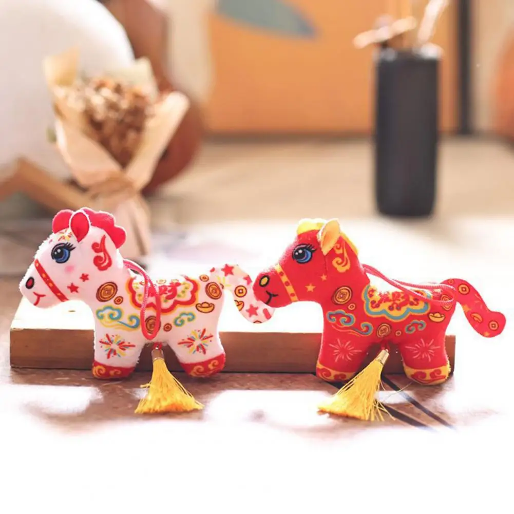 Pferde-Anhänger, Schlüsselanhänger, Plüsch, Glückspferd, Puppe, weiches Sternzeichen, Pony-Figur, 2026, Jahr des Pferdes, niedliche Tasche, Rucksack, dekoratives Geschenk