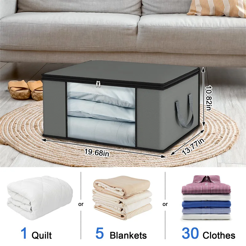 1-8PCS Large Capacity Clothing Organization Storage Bag Foldable Nonwoven Blanket Organizer Dustproof Storage Bag