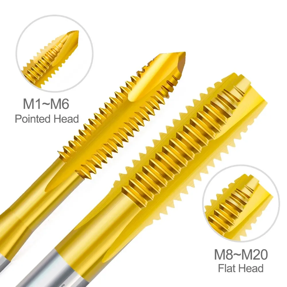 XCAN Metric Tap Set 5pcs 7pcs M2-M8 HSS 6542 TiN Coated Straight Flute Tap Hand Threading Tool Screw Thread Tap Drill