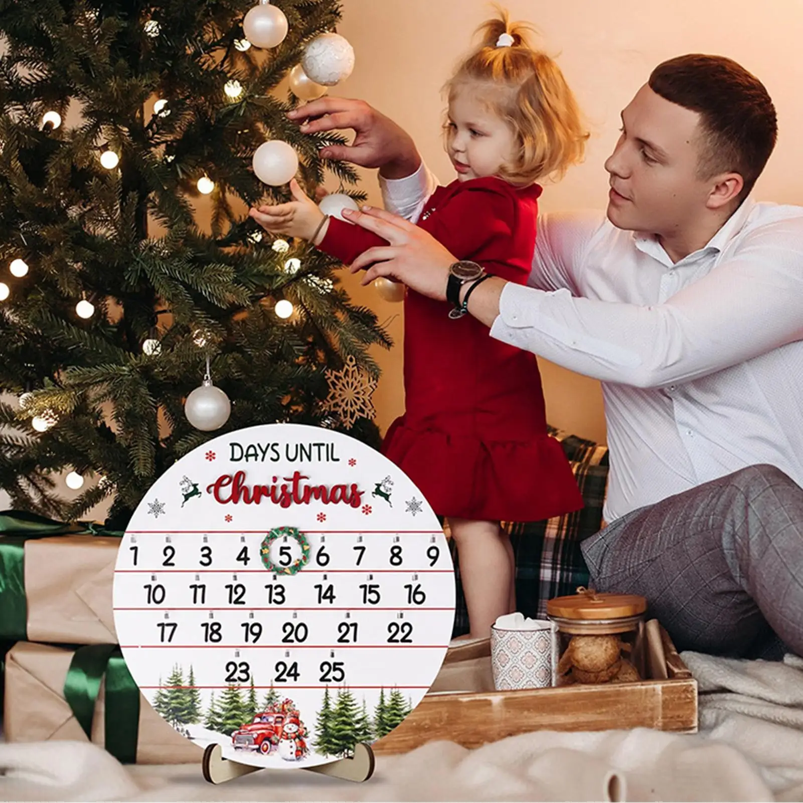 Christmas Countdown 25 Days Christmas Advent Calendar Wooden Decoration Door Sign Calendar for Indoor Outdoor Wall Fireplace