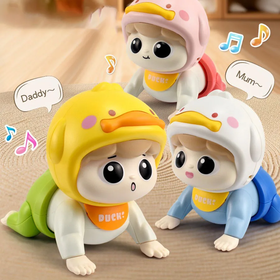Baby mit Sound-Puppenspielzeug zum Erlernen des Krabbelpuzzles, Kopftraining, korrekte Krabbelaktivität, Geschenk, selbstbereitende Batterie