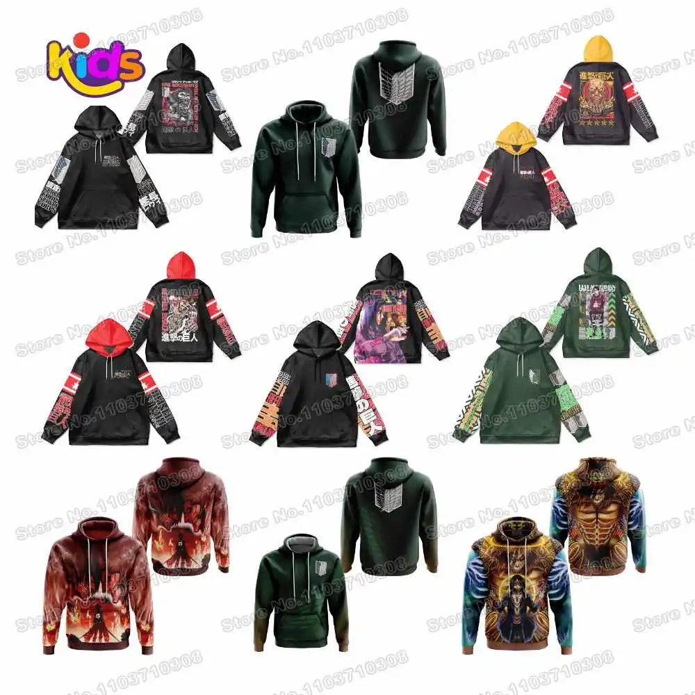 Warm Running Sportswear Attack on Titans-Hoodie Anime Fishing Camping  Kids's Hoodie Harajuku Autumn Winter Streetwear Clothe