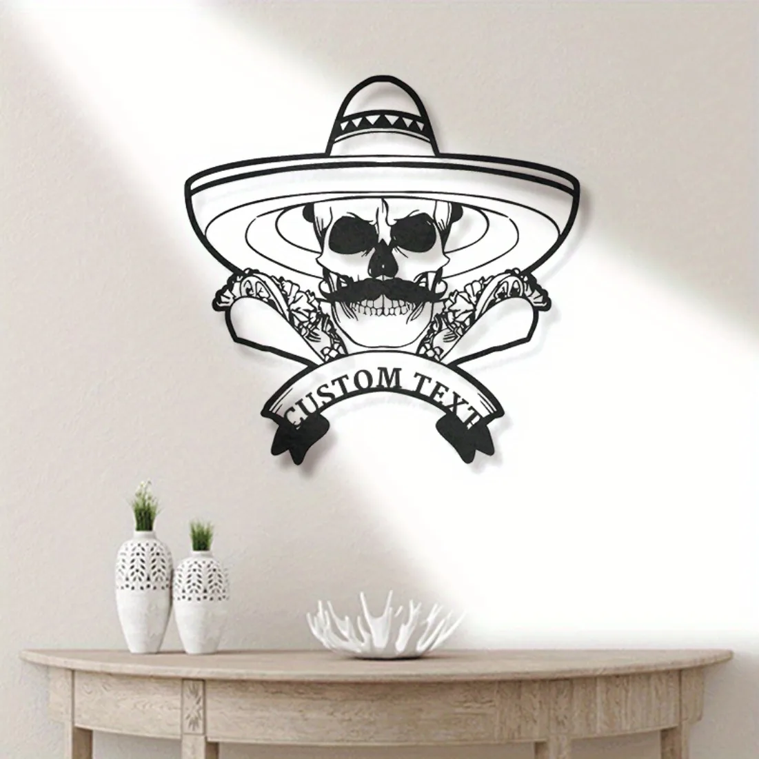 Custom Metal Wall Art - English Text Mexican Food Hanging, Personalized Taco Design Indoor/Outdoor Decor, Hot Restaurant Sign.