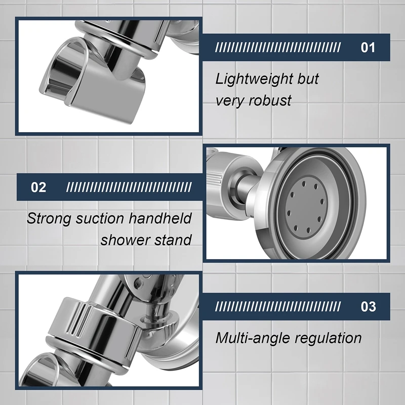 調節可能なシャワーヘッドホルダー,クロム,強力な吸引,ハンドヘルドシャワーホルダー