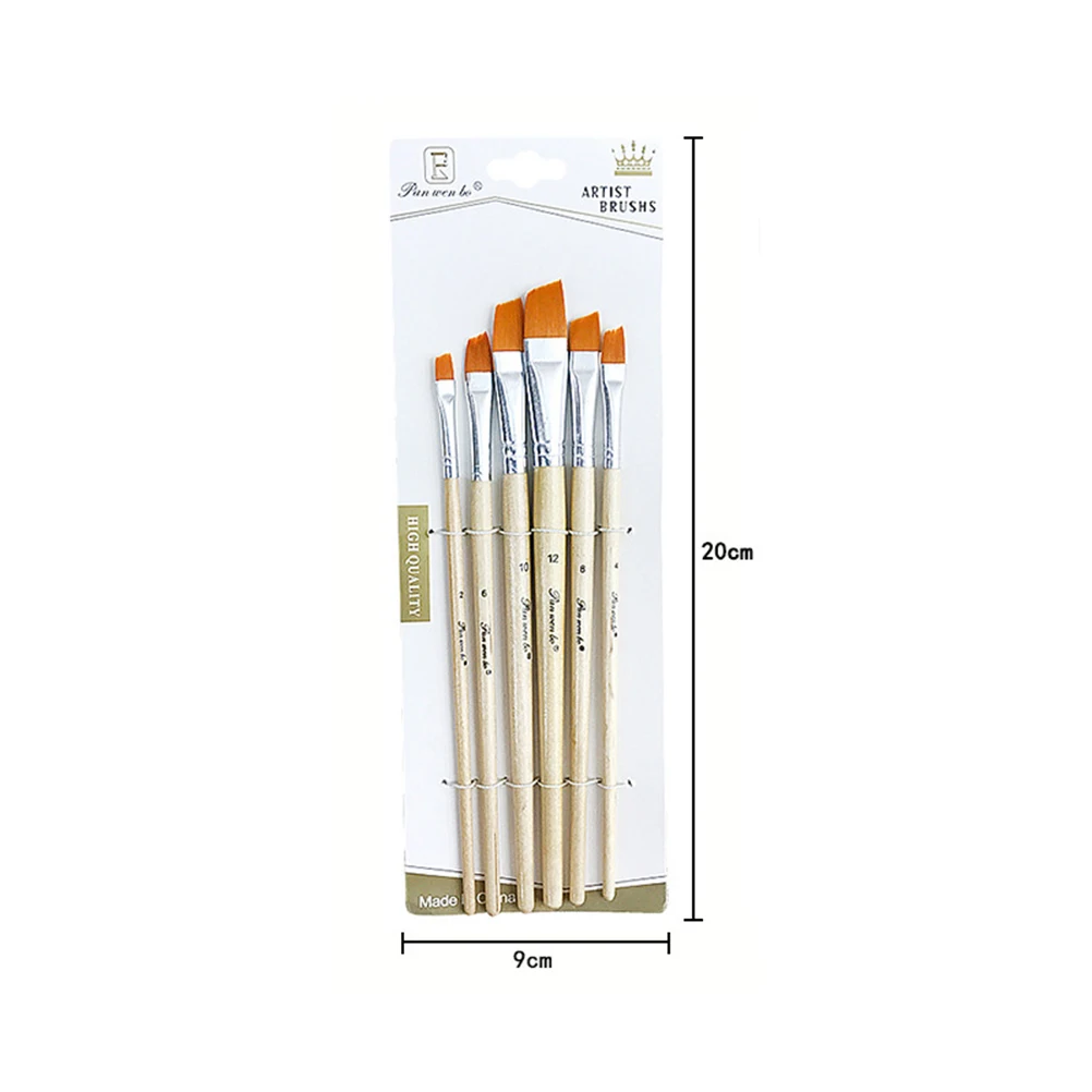 

6 Pcs Watercolor Pen Paint Brush Diagonal Artist Painting Brushes Drawing Nylon Acrylic Child