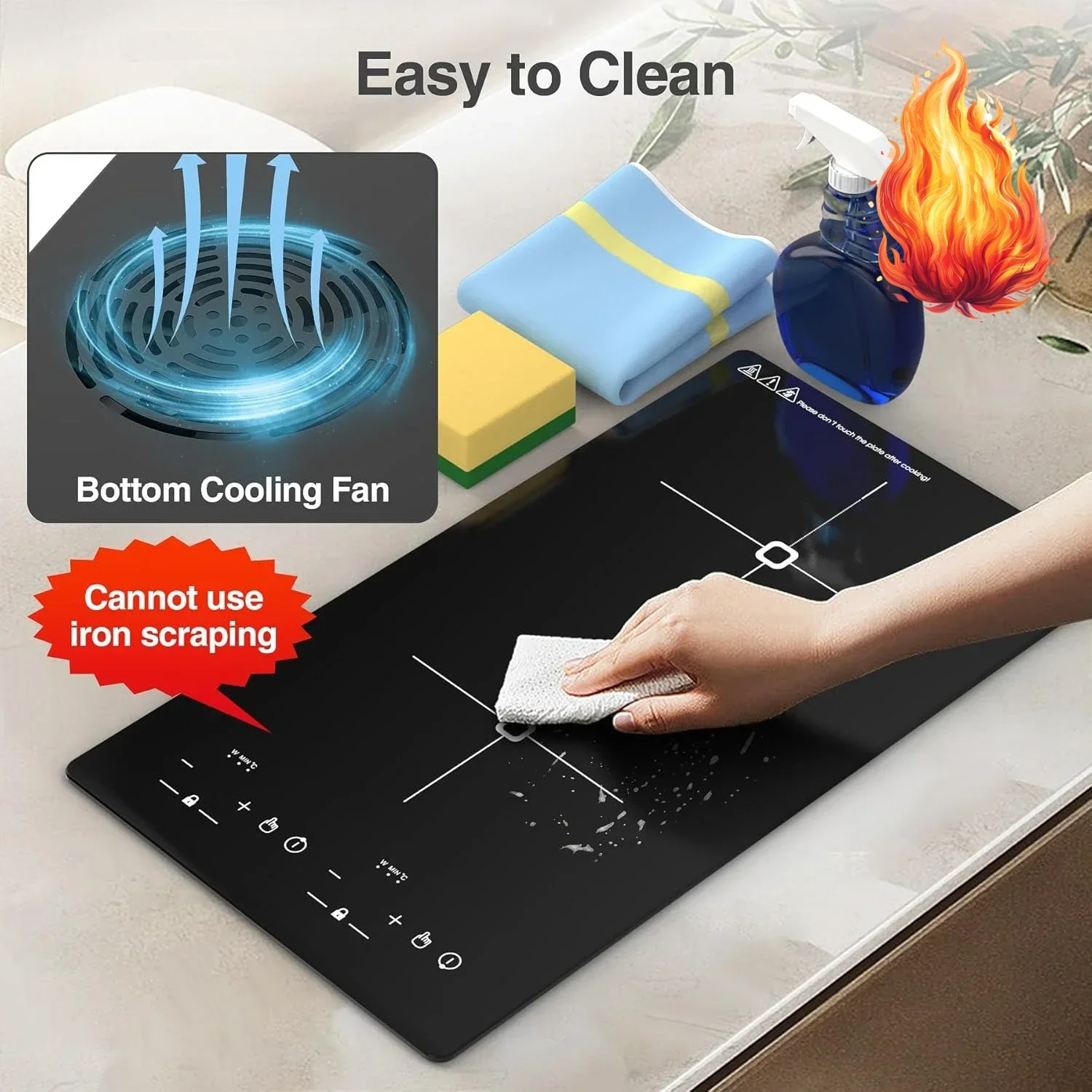 

Double Induction Cooktop, 2300W 110V Portable Induction Cooktop with LED Touch Screen 9 Levels Settings,Electric cooktop with