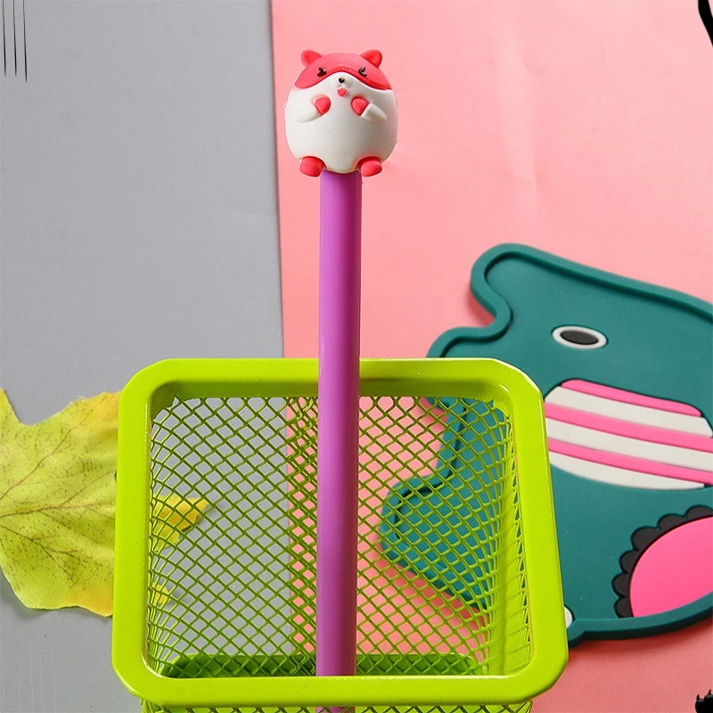 12 Pcs Cartoon Gel Pens Set for Students Creative Learning Stationery Pen Cute Hamster Prize Gift Back To School