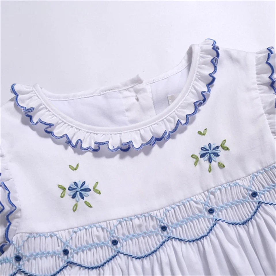 Pettigirl  Hand Made Smocked Dresses Double Ruffles Sleeveless Designer Baby Girl Smocked Party Clothes