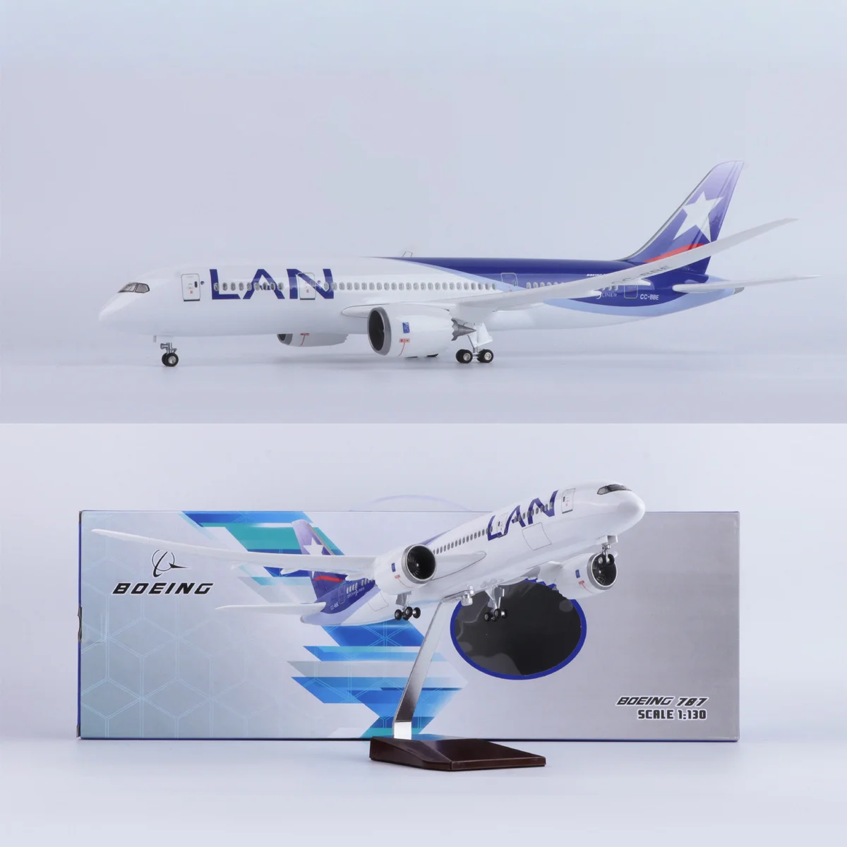 43cm Collectible Aircraft Chile LAN B787 Diecast Resin Airplane Model Kit with Landing Gear Wheel For Aviation Souvenir Gift