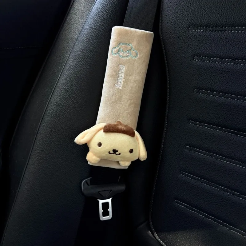 Sanrio minha melodia cinnamoroll protetor de cinto de segurança do carro dos desenhos animados anime personagem kuromi boneca acessórios carro kawaii decoração presente