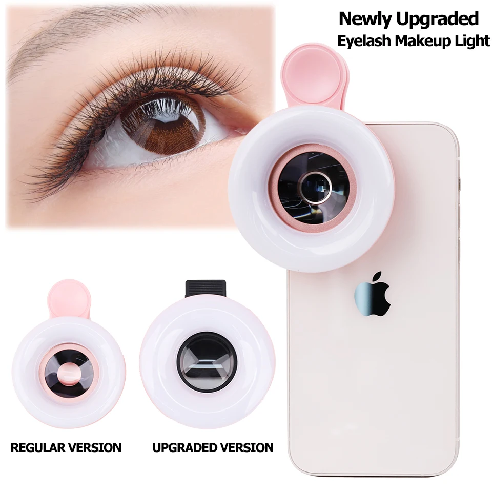 

Mobile Lens 15X Macro Lens Mobile Phone 2 in 1 HD Camera Lens withLED Ring Flash Light Lamp Fill Light For Eyelash Makeup Tools