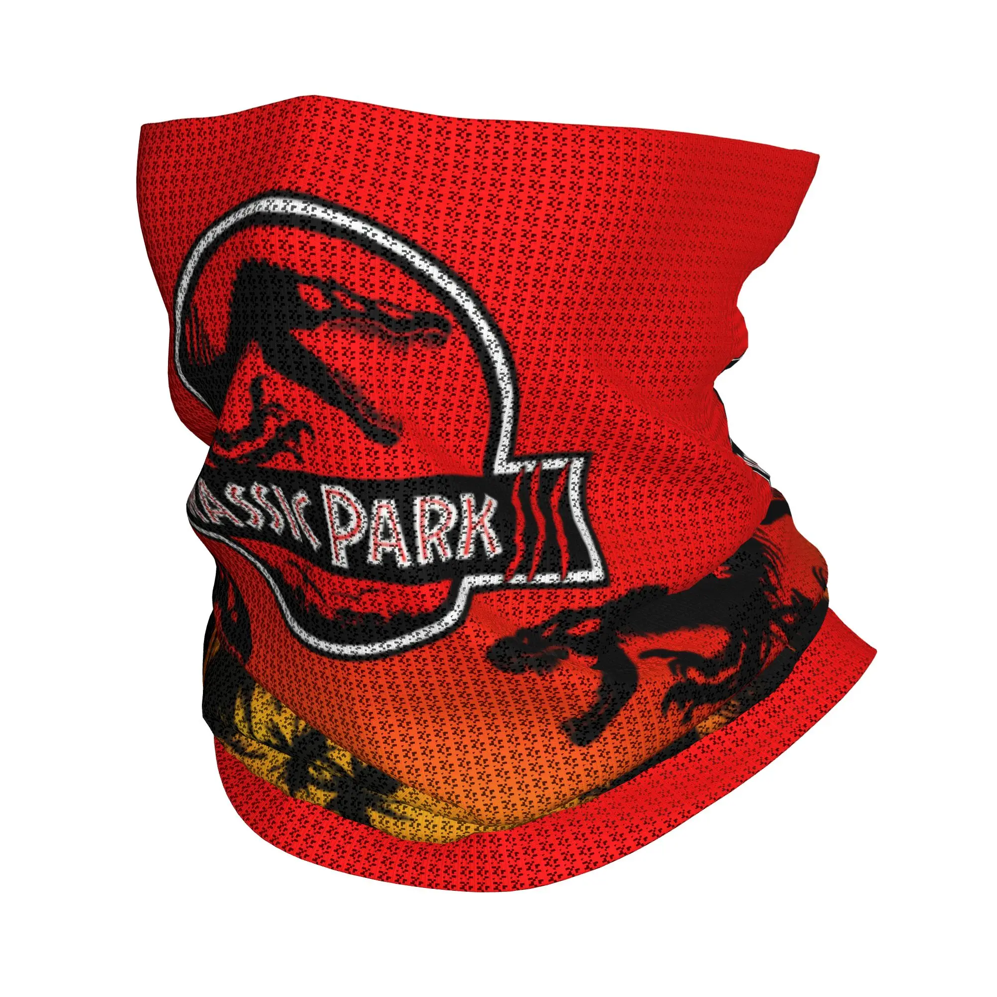 

Custom Jurassic Park Neck Gaiter Men Women UV Face Shield Winter Dinosaur World Bandana Scarf for Ski