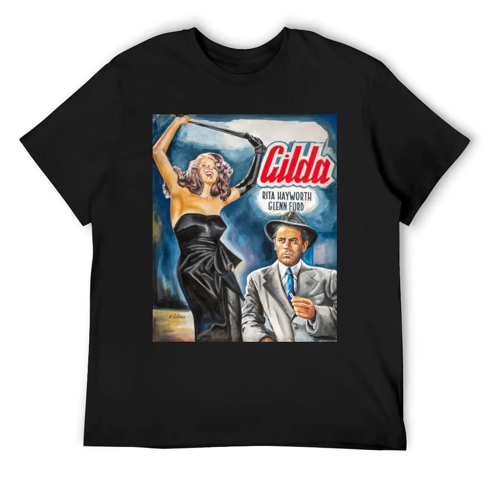 

Gilda, Rita Hayworth painting movie art poster T-Shirt anime clothes vintage anime tshirt mens cotton t shirts