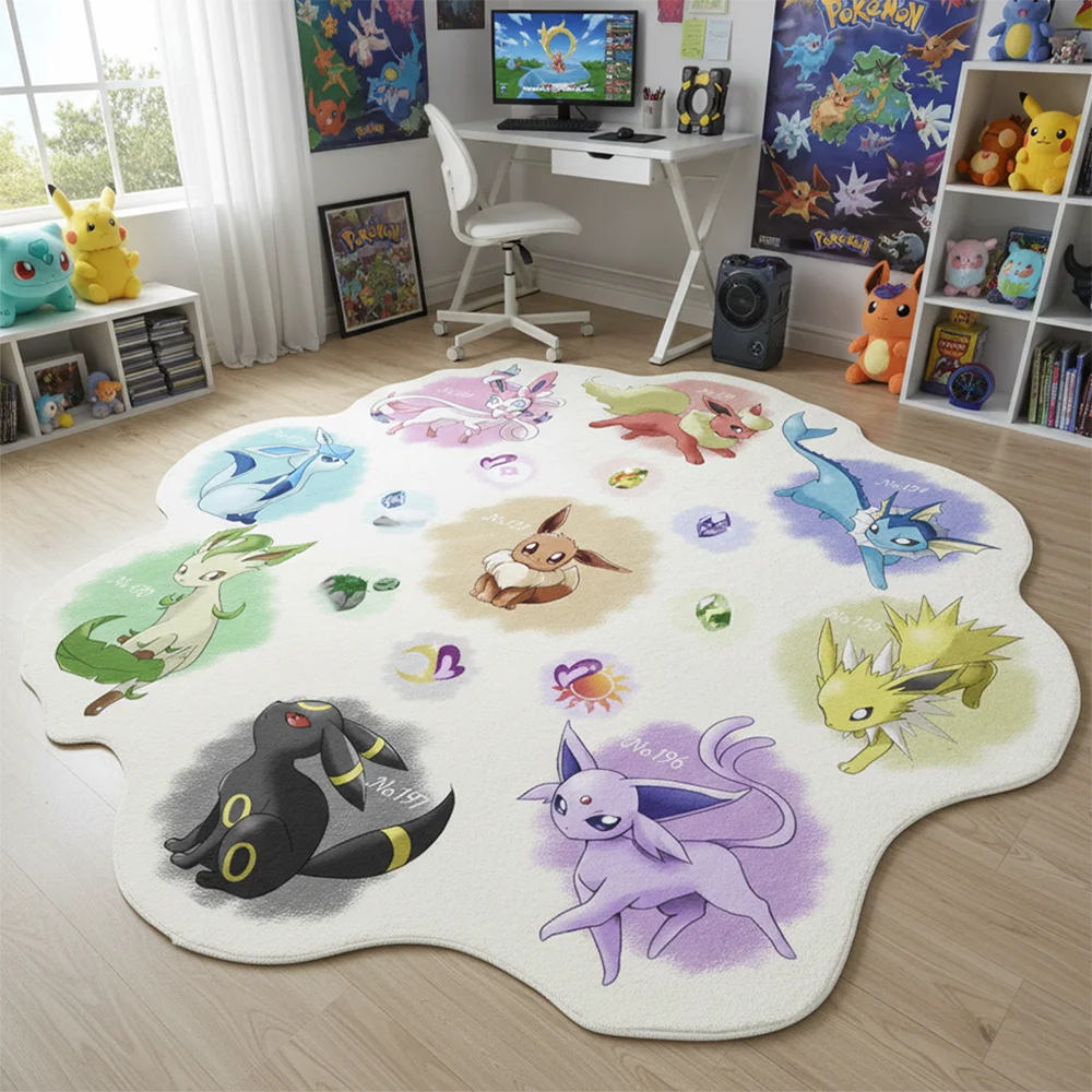 Gaming Accessories For Kids Room - Anime Halı Pokemon Eevee Aile Halısı