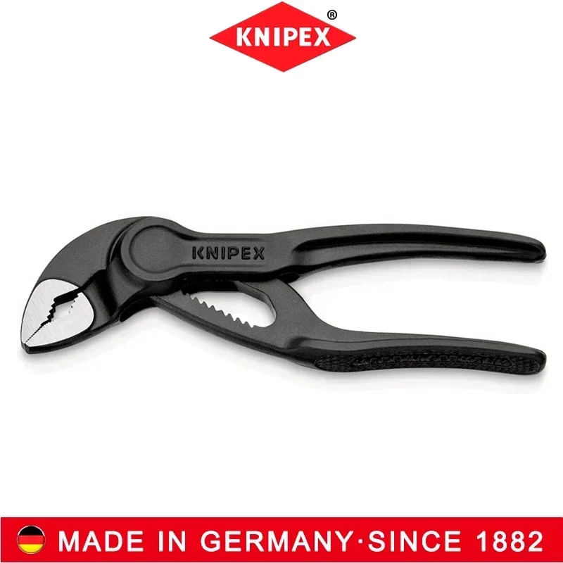 KNIPEX Cobra XS Mini Water Pump Pliers 4 Inches One-Handed Precision Grade Pipe Plier 11 Quick Adjustment Positions 8700100