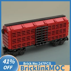 247PCS city industrial MOC 4 axles Cattle Freight wagon Cargo Train Car model DIY creative ideas ChildToy Gift technology Blocks