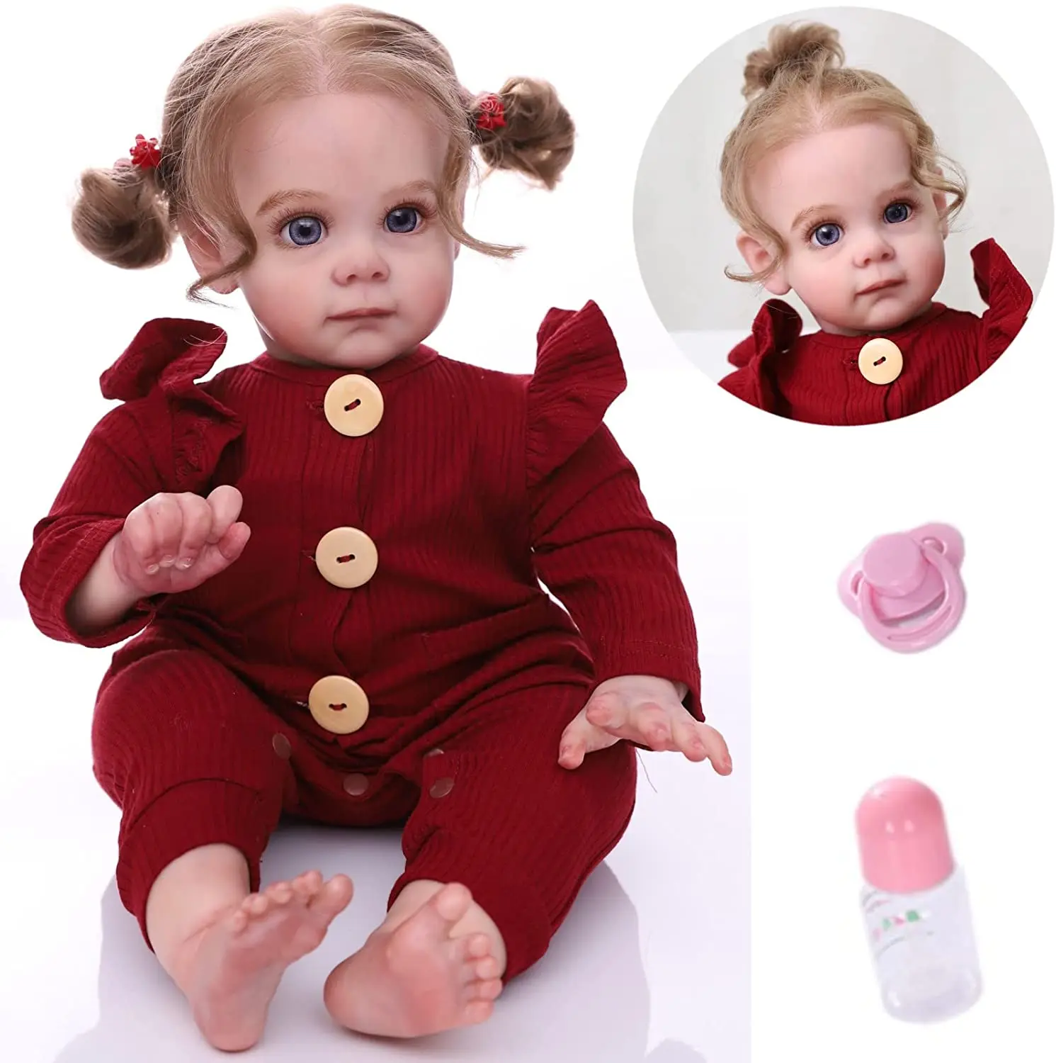 

22 Inch Realistic Reborn Baby Girl Doll, Lifelike Silicone Doll Reborn Toddler Doll Baby Toy Gift for Kids & Collectors