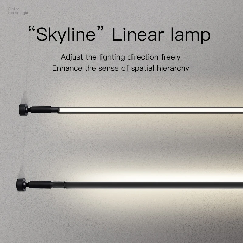 

Online celebrity skyline steel strip light linear light modern minimalist creative exhibition hall linear light black and white