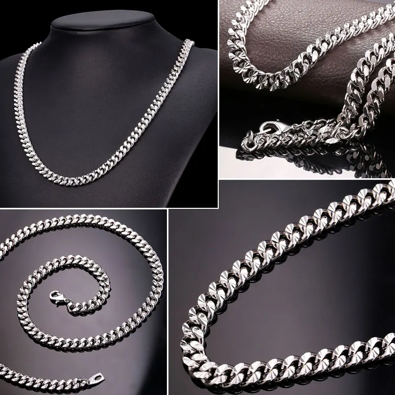 U7 Curb Chain Necklace Hollow Miami Cuban Link Chain For Men Gift 6mm Choker Wholesale Gold Color Hip Hop Jewelry