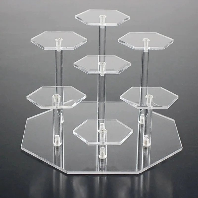 

Acrylic ladder-style anime model display stand blind box perfume jewelry accessories hexagonal storage rack HD transparent