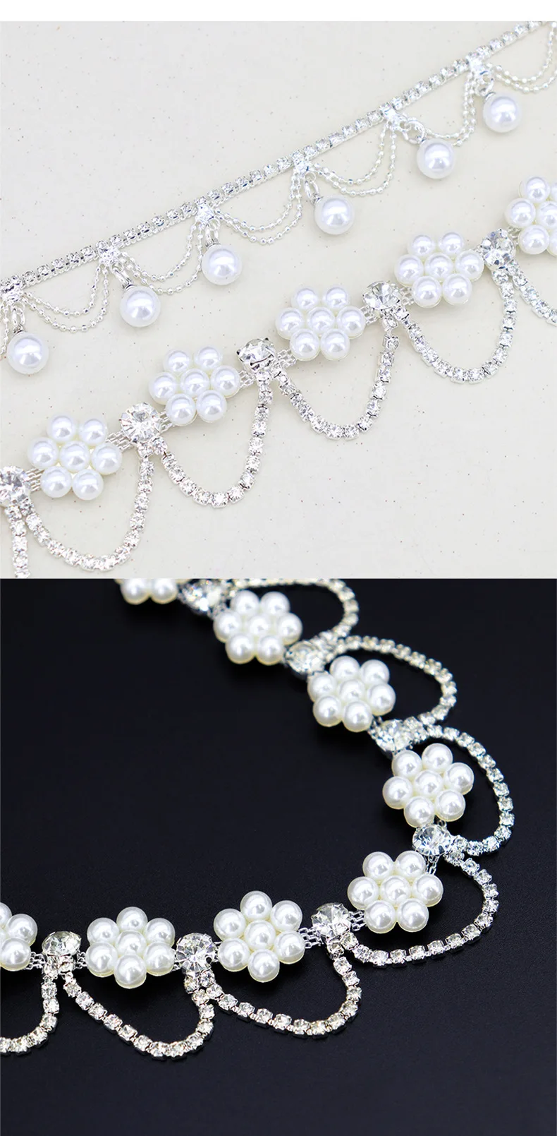 10 Yards Strass Sparkle Diamant Quaste Kristall Strass Perle Kette Kleidung Taschen DIY Kunst Hochzeit Party Geschenk Dekoration – Detail 3
