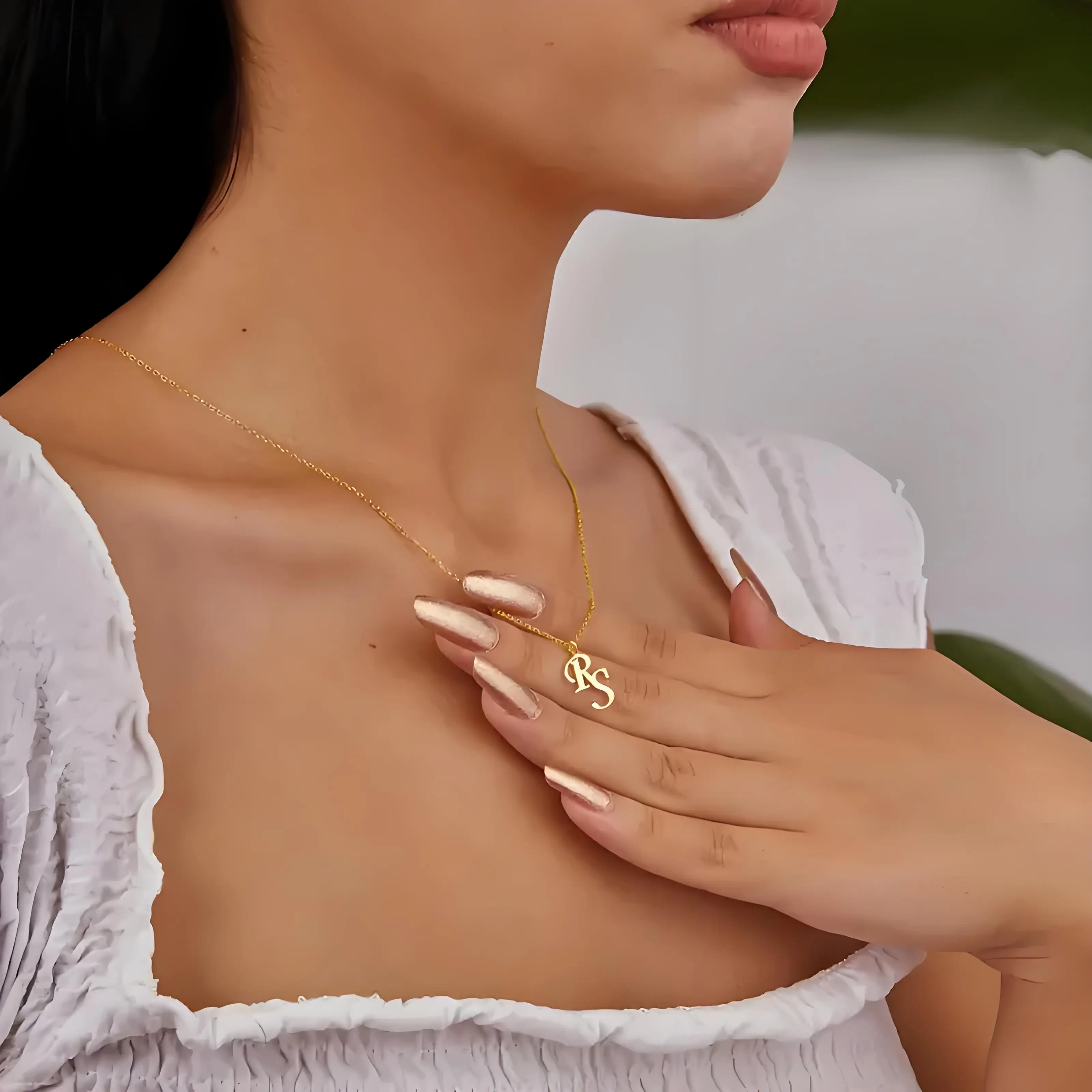 قلادة أولية مزدوجة مخصصة، قلادة من الفولاذ المقاوم للصدأ مطلية بالذهب عيار 18 قيراط، هدية نسائية مخصصة للارتداء اليومي