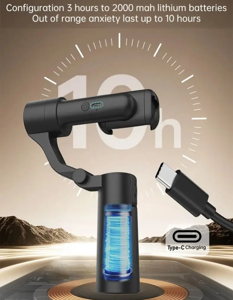 175cm/68.9in Expandable Dual-axis Handheld Gimbal 360°Rotation Tracking Selfie Stick Tripod for Mobile Phone, with Remote Shoot