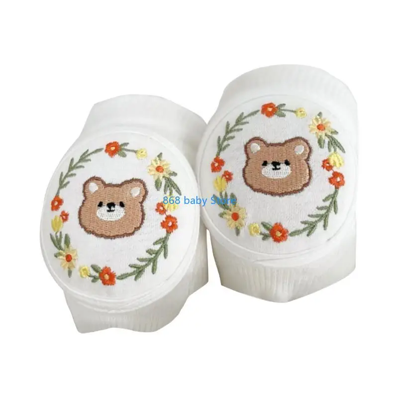 29EE 1 زوج الطفل منصات الركبة للطفل المشي الزحف منصات الركبة القطن حماة الركبة الكرتون التطريز الركبة وسادة واقية #5