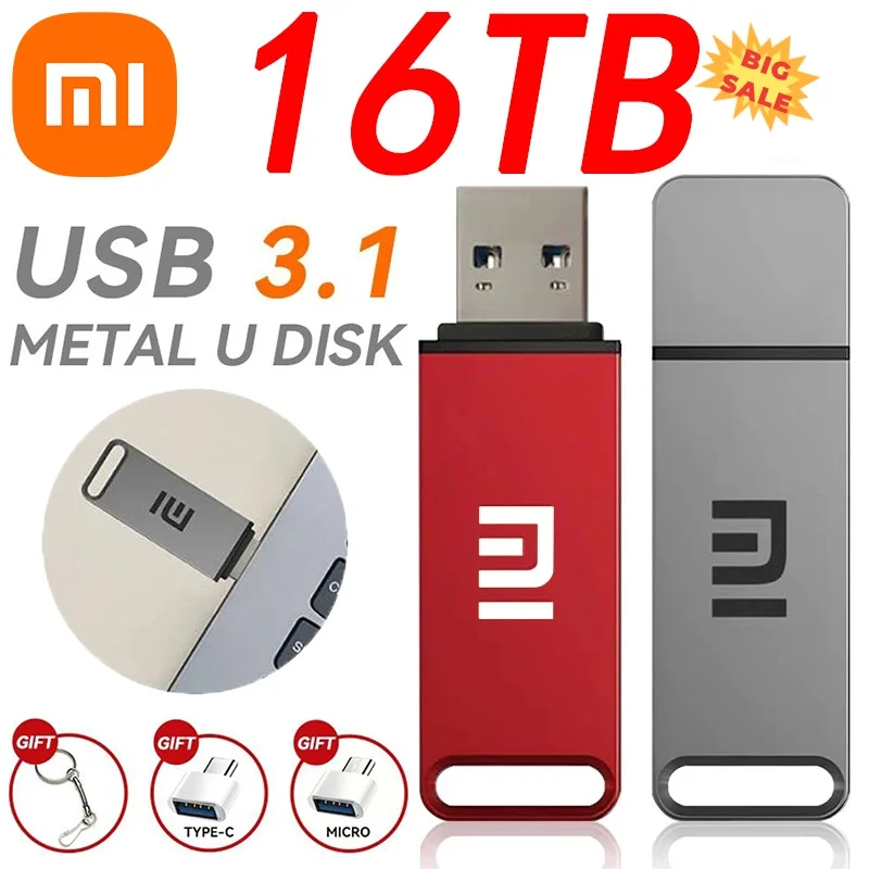 Xiaomi 16TB 3.1 USB Flash Drive Metal High-Speed Pen Drive 8TB 4TB Waterproof USB PenDrive For Computer Storage Devices