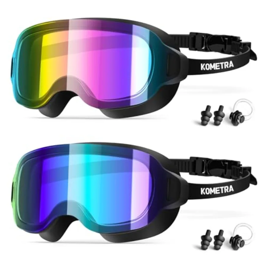 

2 Pack Youth Swim Goggles, Women Frameless Fashion Anti Fog Swimming Goggles for Teens Adult Wide View UV Protection