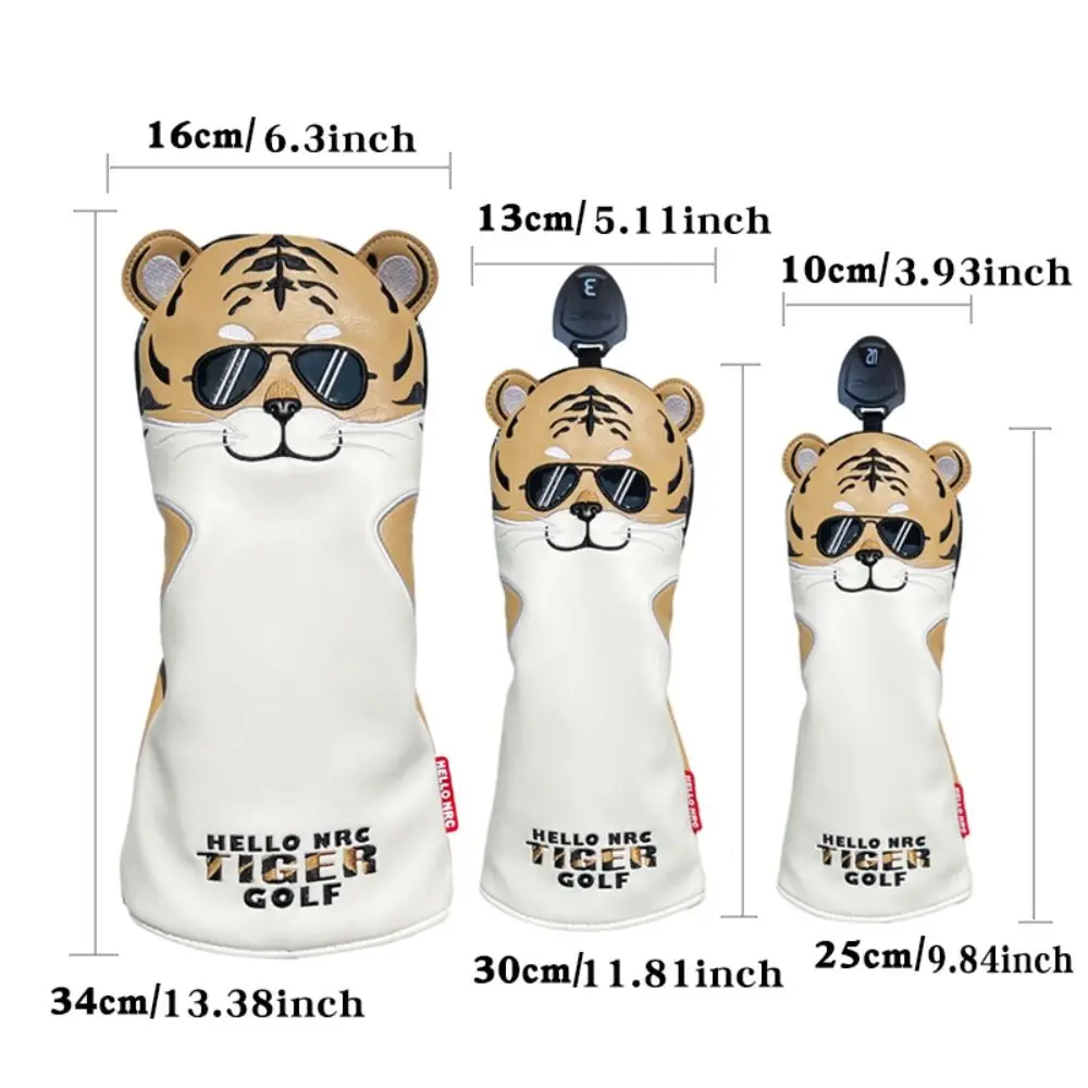 1 PCS Soft Golf Club Covers Creative Tiger Pattern Golf Headcover Waterproof Durable PU Leather Golf Protector Set