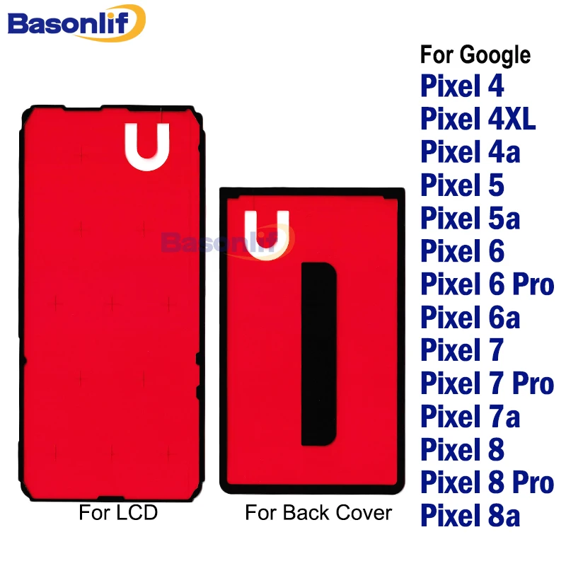 

Basonlif для Google Pixel 4 XL 4A 5 5A 6 6A 7A 8 Pro, клейкая задняя крышка батарейного отсека, наклейка, лента для ремонта