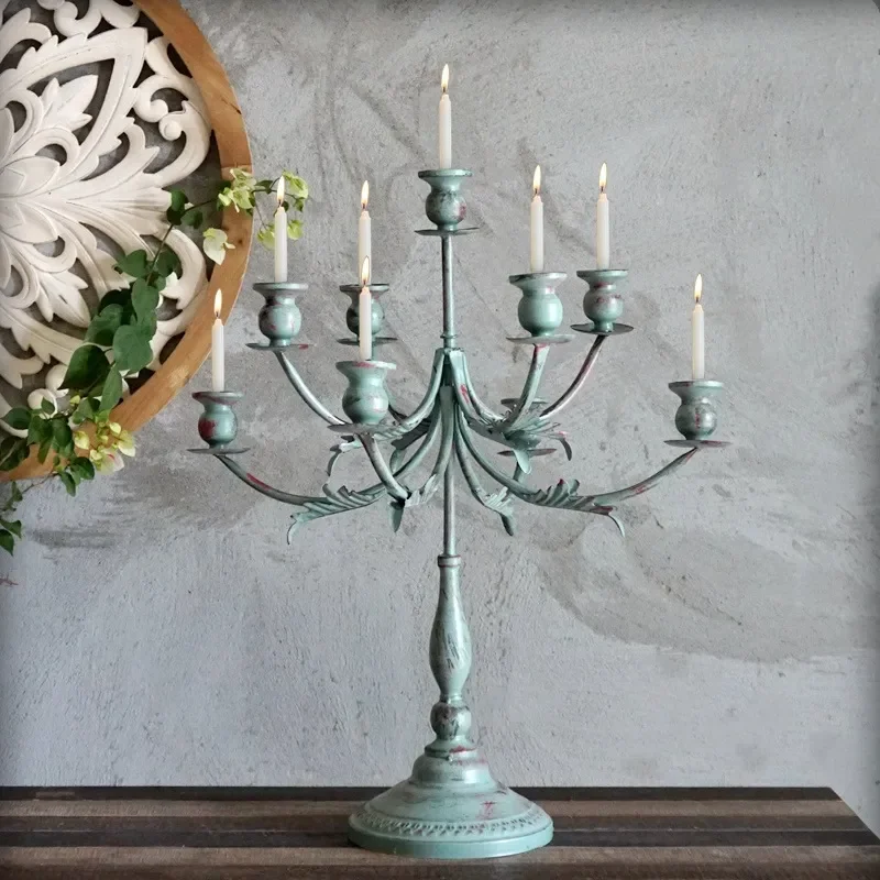 Vintage Wrought Iron Candle Holder European Style Home Decor Creative Table Centerpiece for Wedding Party Restaurant Ornament
