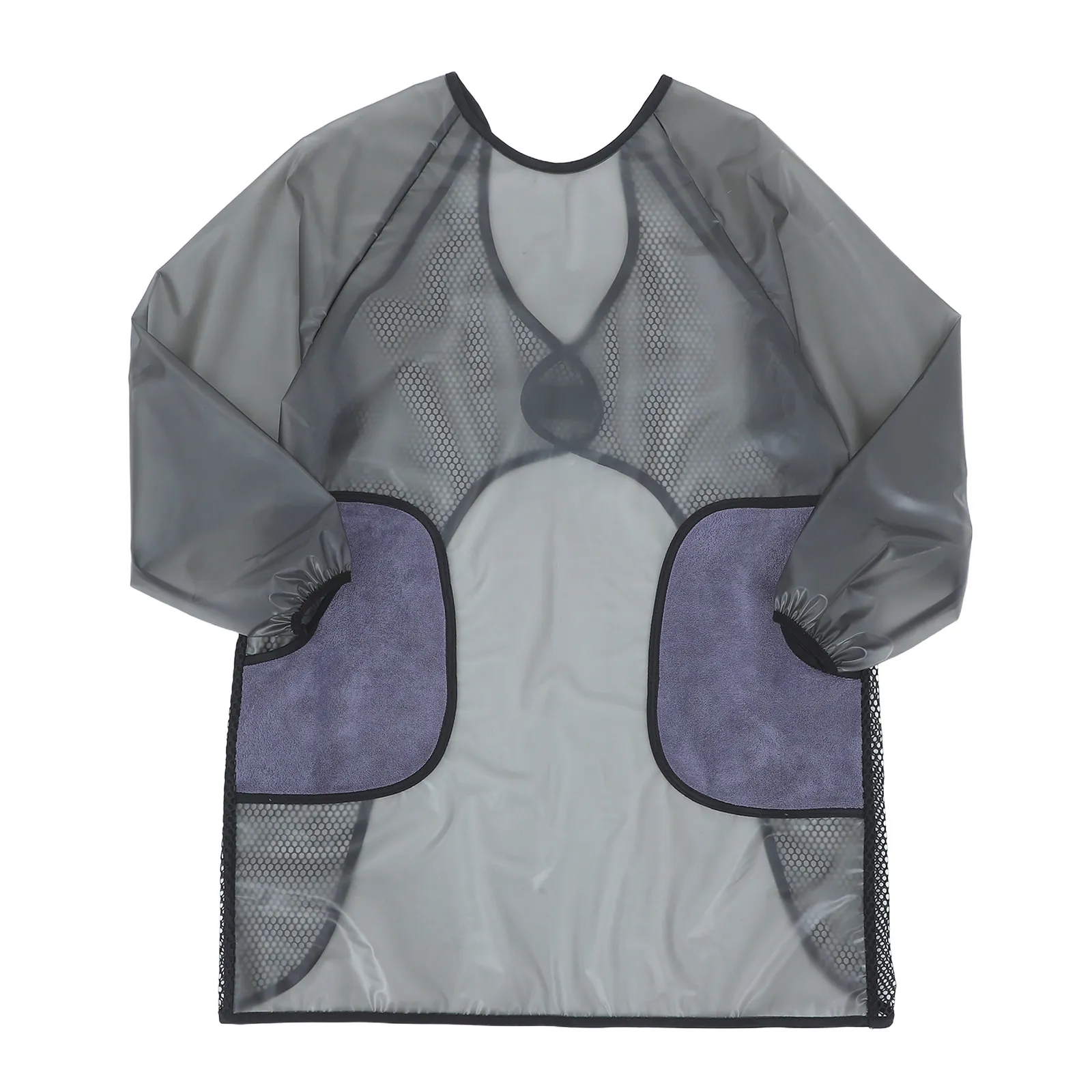 Waterproof Plastic Apron 35 Length Transparent PVC Apron with Long Sleeves 2 Hand Wiping Pockets Unisex for Cooking Dishwashing
