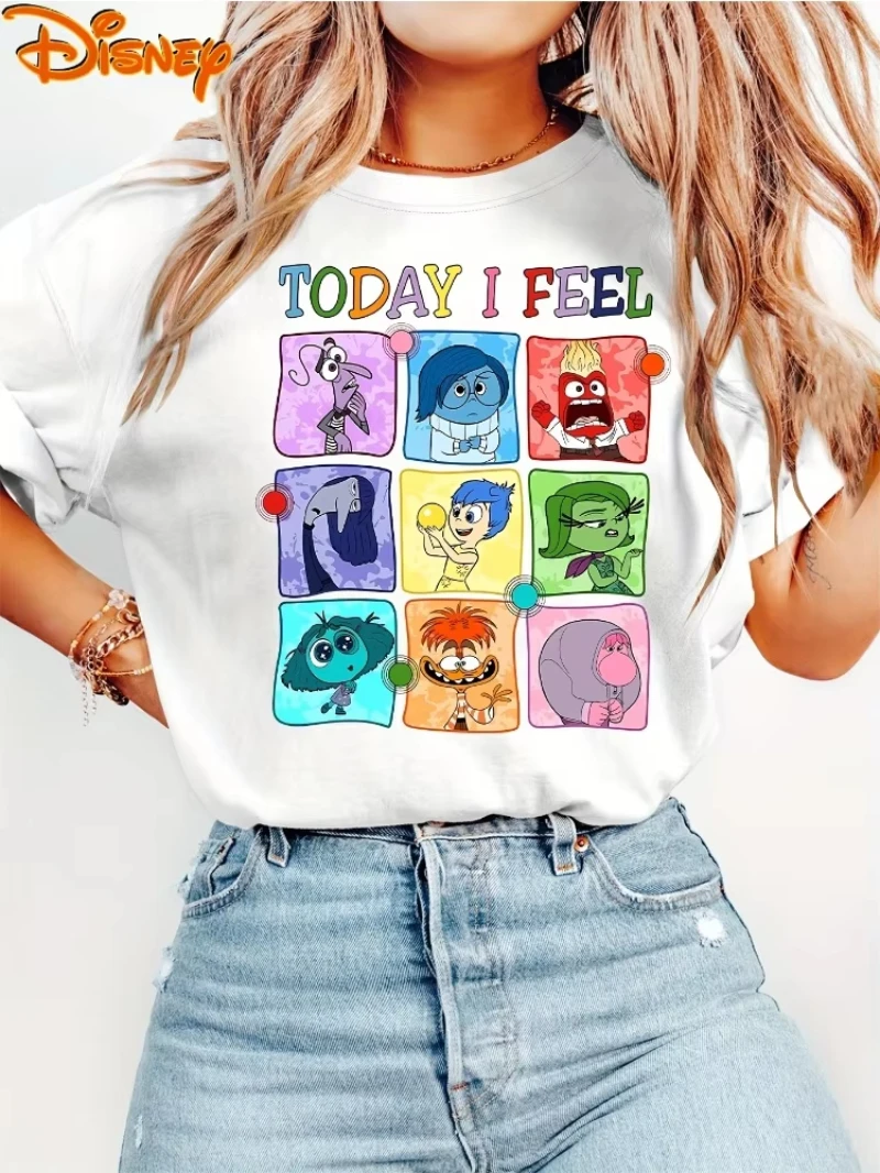 

Женская футболка Disney с короткими рукавами Headhunters Today My Various Feelings с принтом и круглым вырезом, модный повседневный топ в стиле ретро