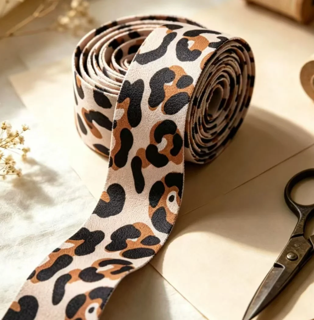 Leopard Print Ribbon Cotton Satin Trim DIY Crafts Materials Hairbow Clip Gift Wrapping Clothing Accessory 25mm 38mm 50mm