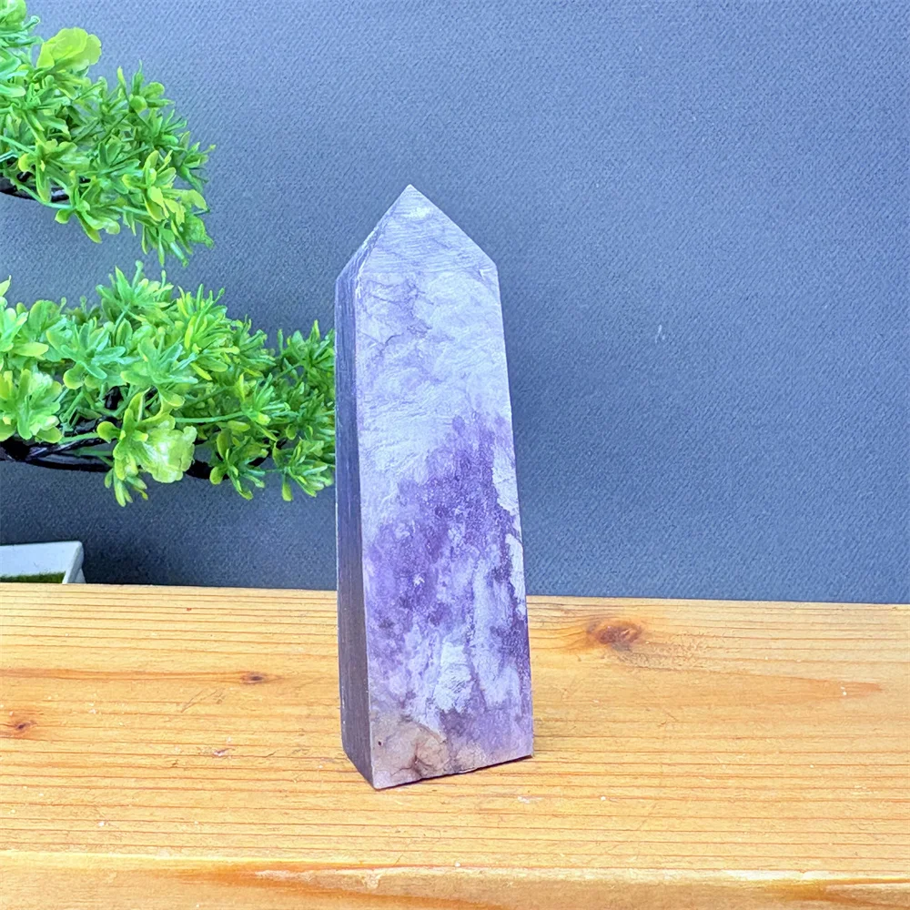 Natural Purple Lepidolite Crystal Tower High Quality Healing Meditation Wand Chakra Home Decor Noble Polishing