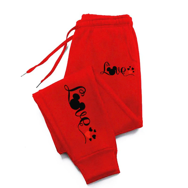 Mouse Head And Love Pattern Sweatpants For Women Pocket Warm Long Pants Sportswear Casual Sportpants Fashion Autumn trousers