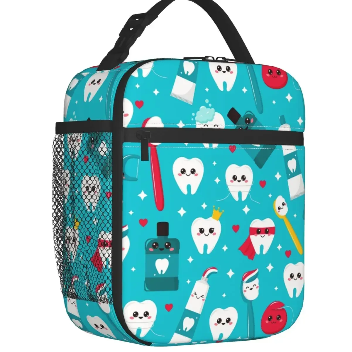 Teeth Faces Insulated Lunch Bag for Women Resuable Dentist Tooth Thermal Lunch Box Office Work School