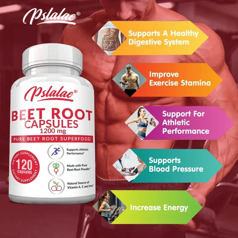 Organic Beetroot Capsules 1200mg - Exercise Support, Promote Digestion, Enhance Immunity