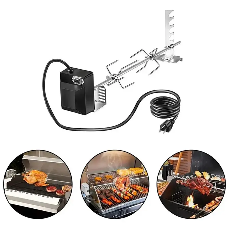 M12K-Portable Electric Grill - Deluxe Motorized Gas Grill With Rotisserie Spit, BBQ Tools & Supplies Set For Home