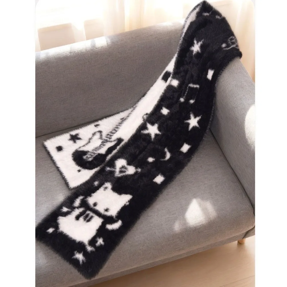 Thick Guitar Cats Scarf Double Sided Imitation Mink Velvet Long Muffler Lightweight Korean Style Winter Scarf Evening Party