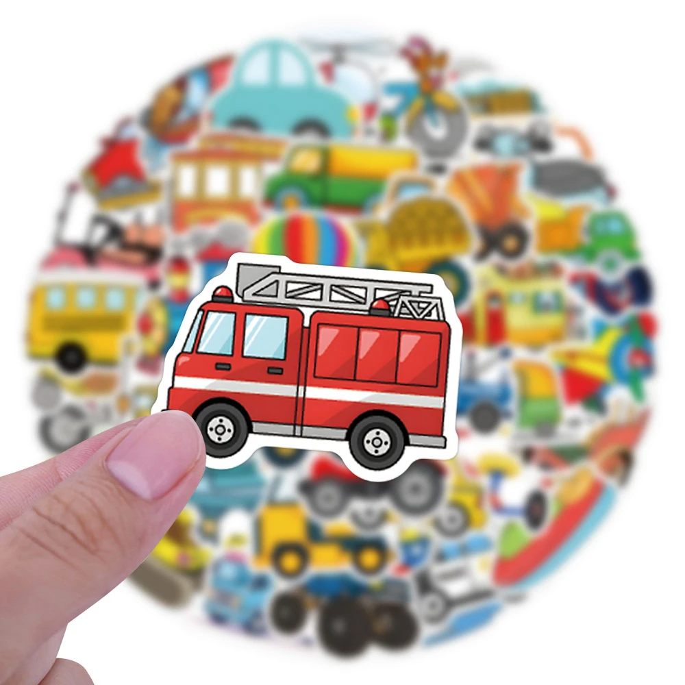

10/30/55/110pcs Transport Engineering Vehicle Stickers Cartoon Car Airplane Bus Sticker Luggage Laptop Phone Decal for Kids Toy