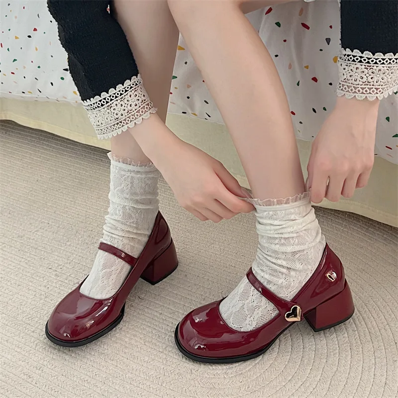 Summer Shoes Ladies Women\'s Heels Female Footwear Oxfords 2025 On Heels New Retro Dress Leather High Pumps Mary Janes Summer Sho